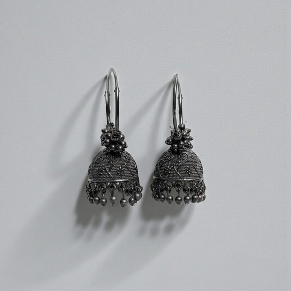 Royal Matt Black Silver Jhumka