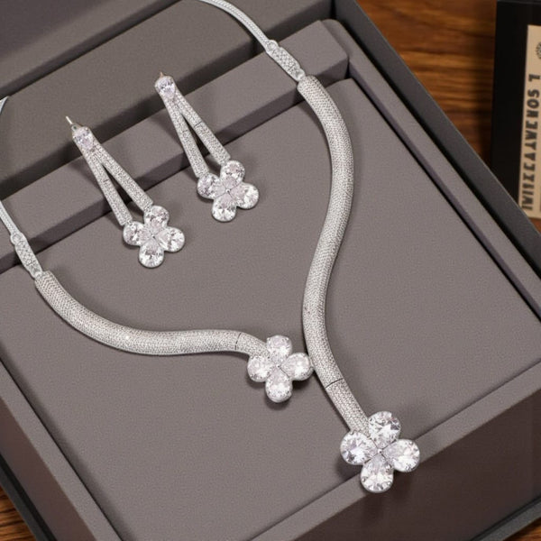 Crystal Blossom Silver Set