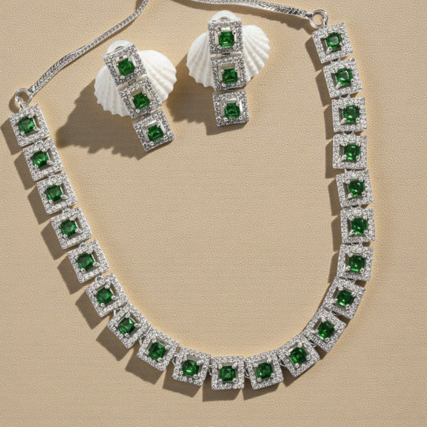 Silver Luxe Green Emerald Set