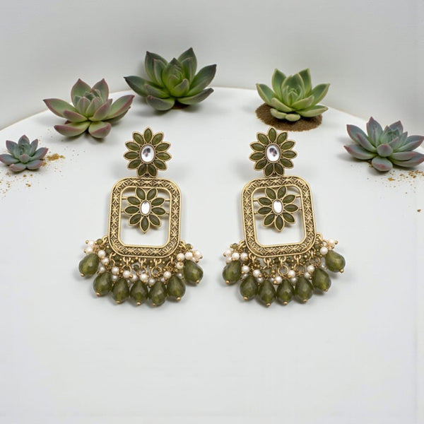 Royal Vintage Olive-Green Pearl Earrings