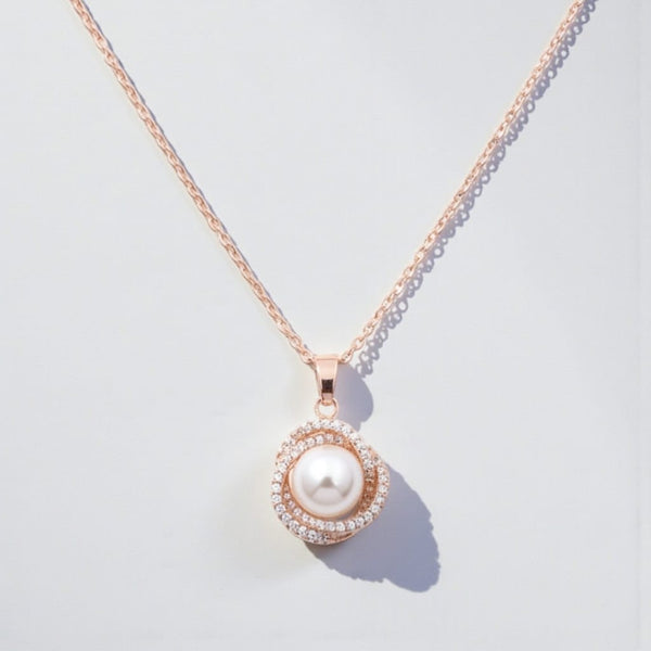 Elegant Orbit Pearl Chain Pendant