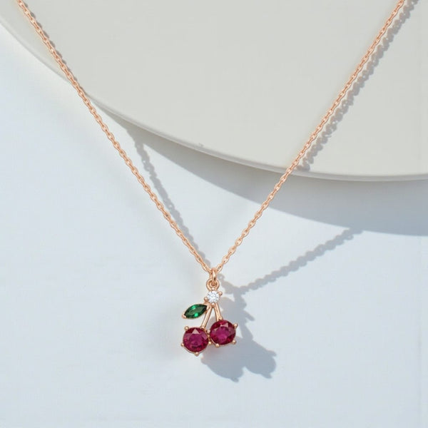Cherry Blossom Gemstone Chain Pendant
