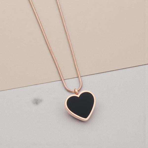 Rose Gold Black Heart Chain Pendant